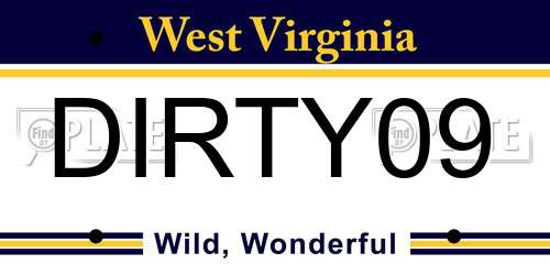 DIRTY09 West Virginia License Plate