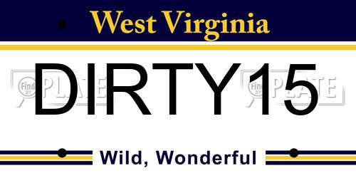 DIRTY15 West Virginia License Plate
