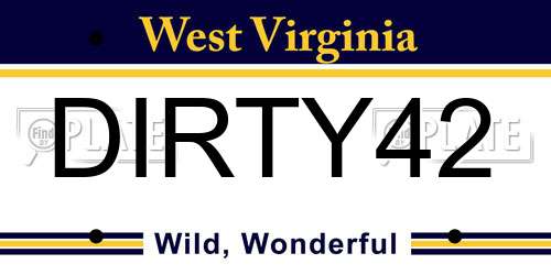 DIRTY42 West Virginia License Plate