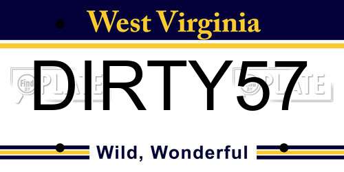 DIRTY57 West Virginia License Plate