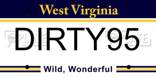 DIRTY95 West Virginia License Plate