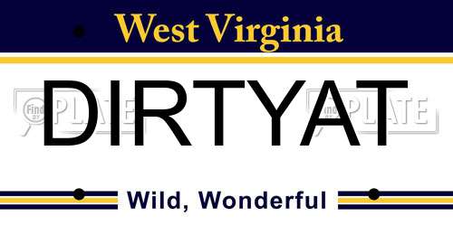DIRTYAT West Virginia License Plate