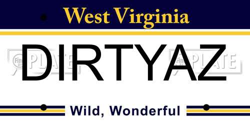 DIRTYAZ West Virginia License Plate