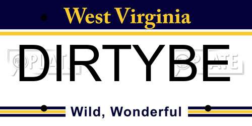 DIRTYBE West Virginia License Plate