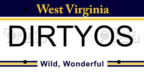 DIRTYOS West Virginia License Plate