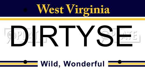 DIRTYSE West Virginia License Plate