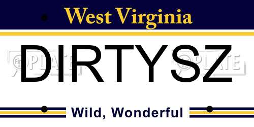 DIRTYSZ West Virginia License Plate