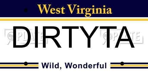 DIRTYTA West Virginia License Plate