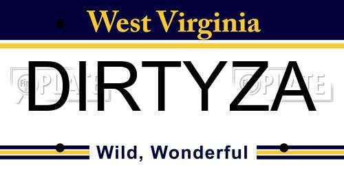 DIRTYZA West Virginia License Plate
