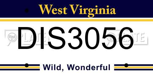 DIS3056 West Virginia License Plate