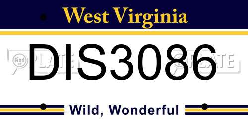 DIS3086 West Virginia License Plate