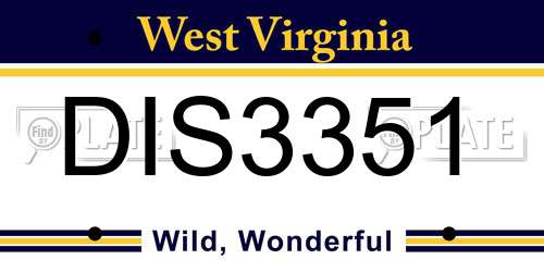 DIS3351 West Virginia License Plate