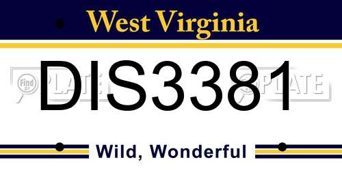 DIS3381 West Virginia License Plate