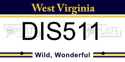 DIS511 West Virginia License Plate
