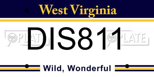DIS811 West Virginia License Plate