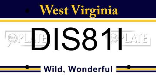 DIS81I West Virginia License Plate