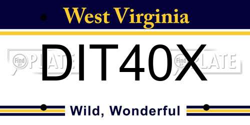 DIT40X West Virginia License Plate