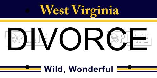 DIVORCE West Virginia License Plate