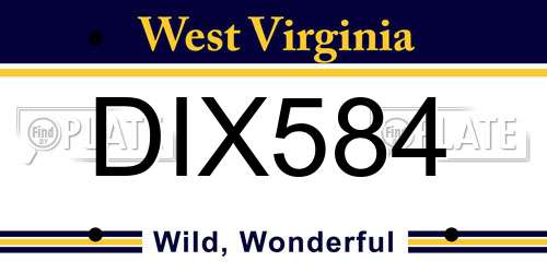 DIX584 West Virginia License Plate