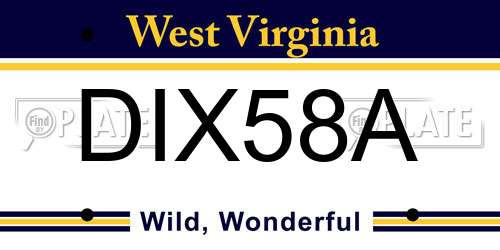 DIX58A West Virginia License Plate