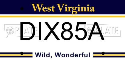 DIX85A West Virginia License Plate