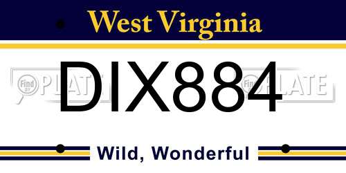 DIX884 West Virginia License Plate