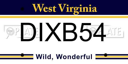 DIXB54 West Virginia License Plate