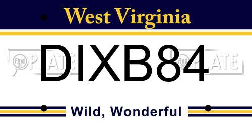 DIXB84 West Virginia License Plate