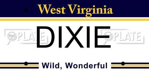 DIXIE West Virginia License Plate