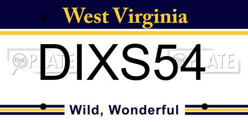 DIXS54 West Virginia License Plate