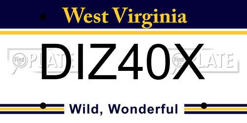 DIZ40X West Virginia License Plate