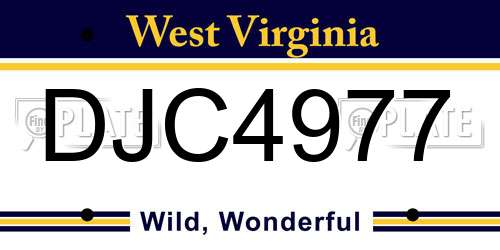 DJC4977 West Virginia License Plate