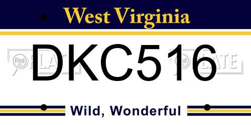 DKC516 West Virginia License Plate