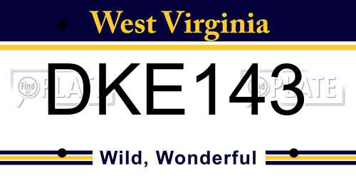 DKE143 West Virginia License Plate