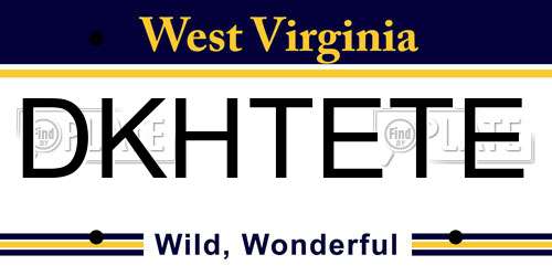 DKHTETE West Virginia License Plate