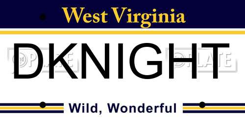 DKNIGHT West Virginia License Plate