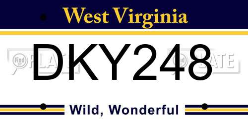 DKY248 West Virginia License Plate