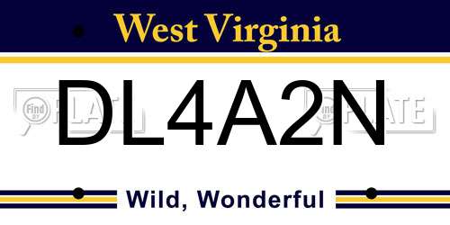 DL4A2N West Virginia License Plate