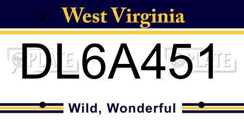 DL6A451 West Virginia License Plate