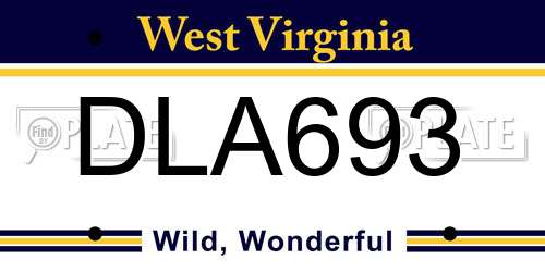DLA693 West Virginia License Plate