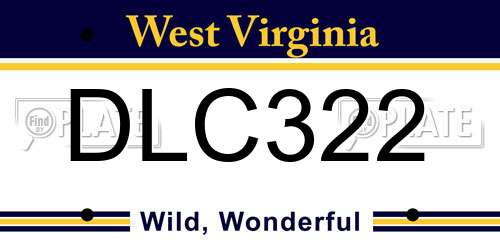 DLC322 West Virginia License Plate