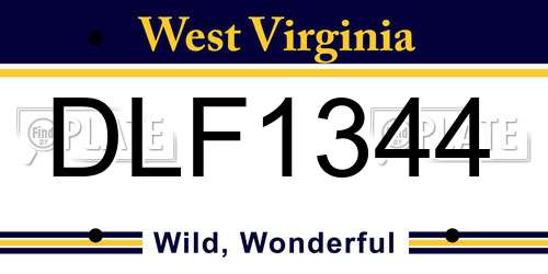 DLF1344 West Virginia License Plate