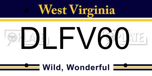 DLFV60 West Virginia License Plate