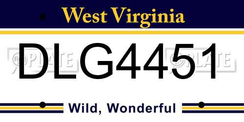 DLG4451 West Virginia License Plate