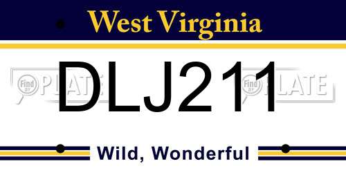 DLJ211 West Virginia License Plate