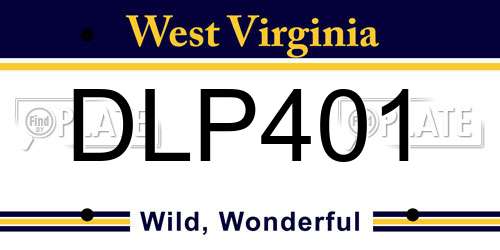 DLP401 West Virginia License Plate