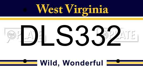 DLS332 West Virginia License Plate