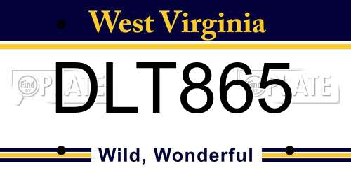 DLT865 West Virginia License Plate