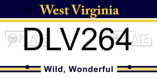 DLV264 West Virginia License Plate