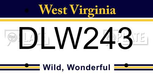 DLW243 West Virginia License Plate